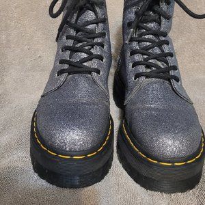 Dr. Marten Doc Marten's Jadon Glitter Lug Sole Airwair Platform Boots Pewter Sz6